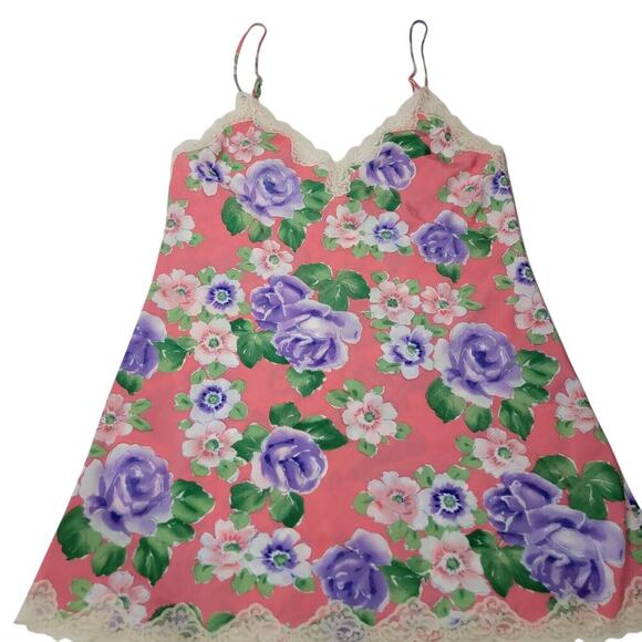 Vtg Victorias Secret Gold Label Slip Dress 90s Y2K Floral Lace Babydoll Medium - Picture 5 of 16